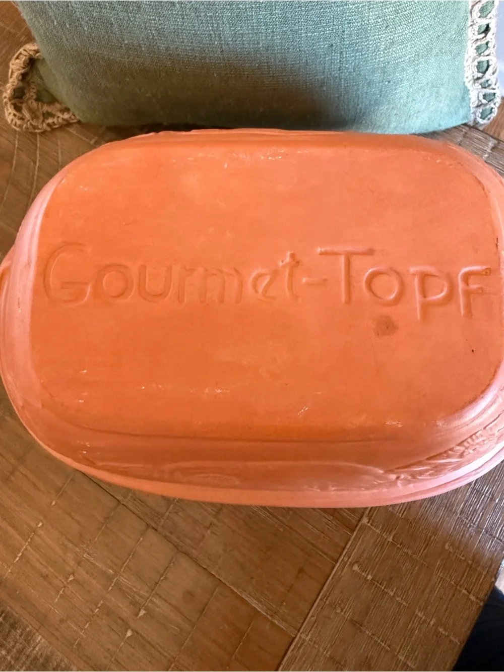 Vintage Gourmet Topf Terracotta Cooker Dutch Oven Embossed Barnyard Animals